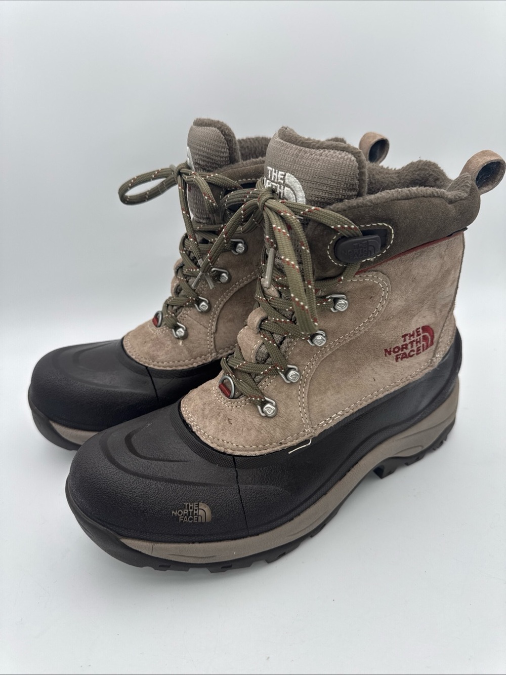The North Face Primaloft Insulated Lace-Up Snow Boots Suede Beige/Black 9
